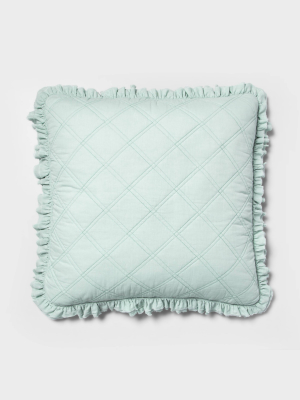 Euro Vintage Washed Ruffle Throw Pillow Mint - Threshold™