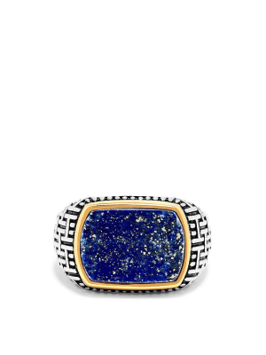 Effy Men's Sterling Silver And 18k Yellow Gold Lapis Lazuli Ring, 0.65 Tcw