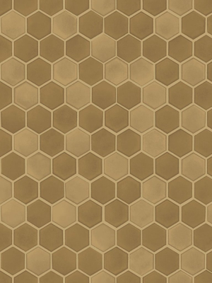 Hexagon Tile Self-adhesive Wallpaper In Brushed Gold Design By Tempaper