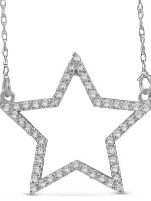 Pompeii3 14k White Gold 1/4ct Diamond Star Pendant Necklace