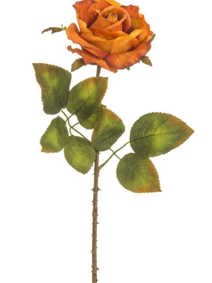 Fake Rose In Burnt Orange - 21"