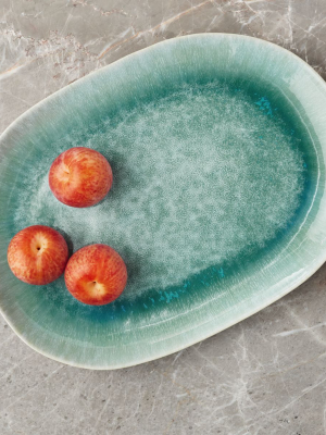 Caspian Aqua Reactive Glaze Oval Platter