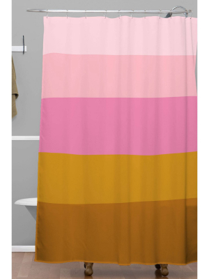 June Journal Abstract Organic Striped Shower Curtain Pink/brown - Deny Designs