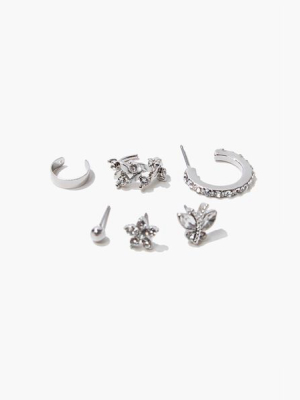 Rhinestone Ear Cuff & Stud Earring Set