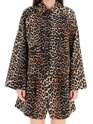 Ganni Leopard Print Boxy Jacket