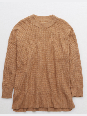 Aerie Waffle Oversized Crew Sweater