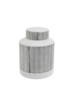 Gray Ceramic Covered 8.5" Jar