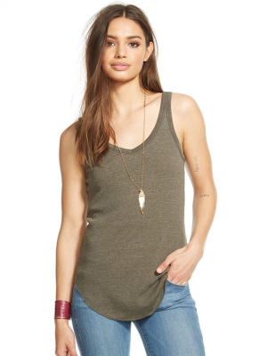 Triblend Double V Neck Shirttail Rib Tank