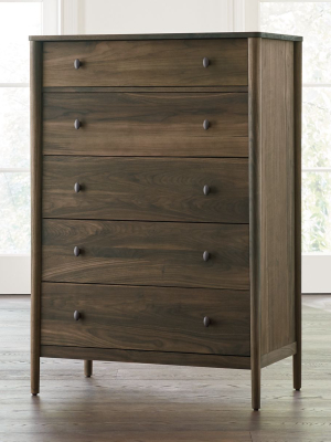 Gia Walnut 5-drawer Dresser