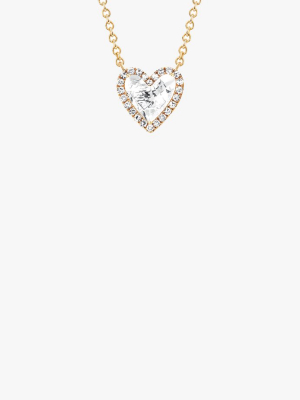 Diamond White Topaz Heart Necklace