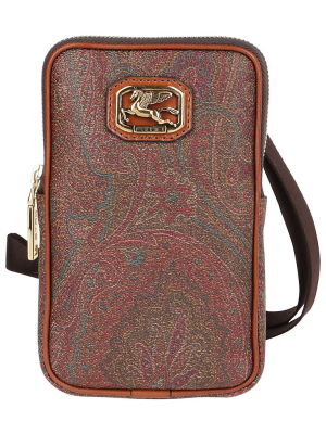 Etro Logo Plaque Strap Phone Pouch