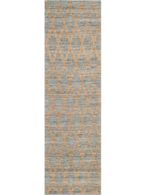 Cape Cod Light Blue/gold Runner Rug