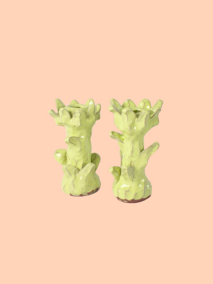 Honeydew Flower Candlesticks