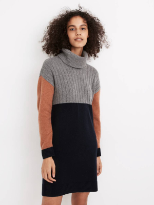 Colorblock Turtleneck Sweater Dress