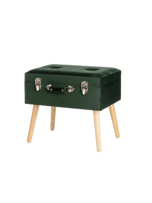 20" Velvet Upholstered Storage Stool Hunter Green - Glitzhome