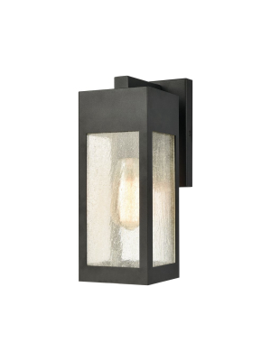 Angus 1-light Small Outdoor Sconce In Charcoal With Seedy Glass Enclosure