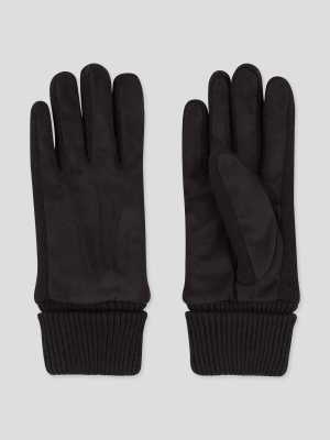 Women Heattech Faux Suede Knit-lined Gloves