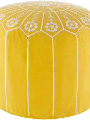 Taza Woven Pouf In Bright Yellow