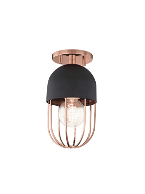 Haley 1 Light Flush Mount - Polished Copper/black