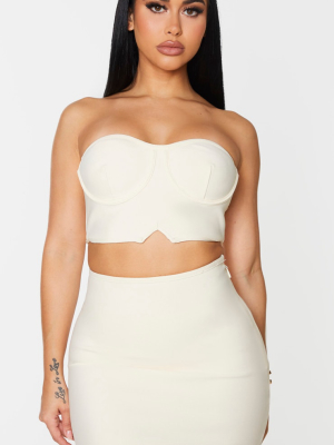 Shape Cream Bandage Cup Detail Bandeau Crop Top