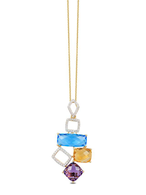 Effy Mosaic 14k Yellow Gold Blue Topaz, Amethyst, Citrine & Diamond Pendant