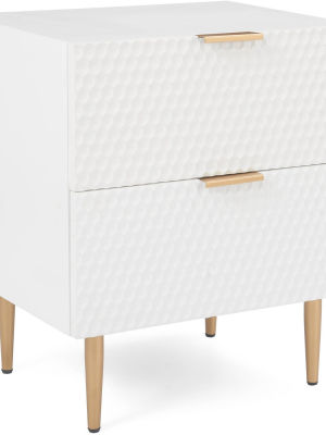 Jolie 2 Drawer Side Table White - Adore Decor