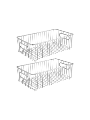 Mdesign Metal Kitchen Pantry Food Storage Basket, 2 Pack