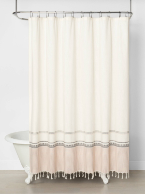 Engineered Ombre Border Shower Curtain Copper/gray - Hearth & Hand™ With Magnolia