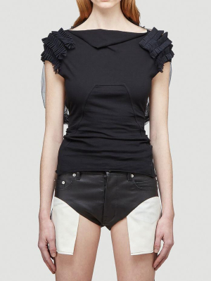 Rick Owens Boat-neck Sheer Ruffle Top