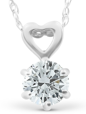 Pompeii3 3/8ct Solitaire Diamond Heart Pendant Necklace 14k White Gold