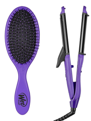 Wet Brush Original Detangler & 2-in-1 Styling Iron Set - Eggplant