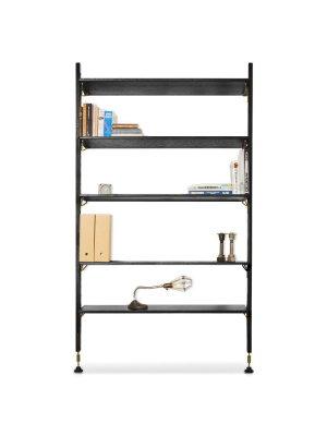 Theo Wall Unit With Large Shelves - Black