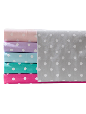 Polka Dot Printed Cotton Sheet Set