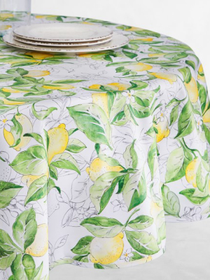 Citrus Oilcloth Outdoor Round Tablecloth