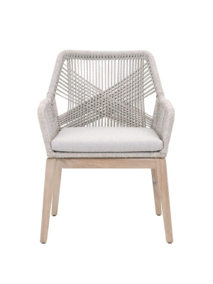 Blu Home Loom Outdoor Arm Chair - Taupe & White (set Of 2)