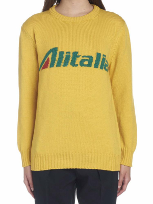 Alberta Ferretti Alitalia Intarsia Knit Sweater