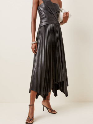 M'o Exclusive Asymmetric Faux-leather Dress