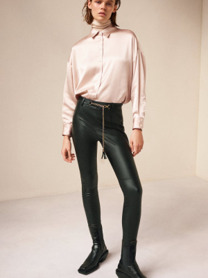 Belted Faux Leather Leggings