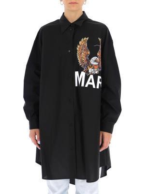 Mm6 Maison Margiela Eagle Print Shirt Dress