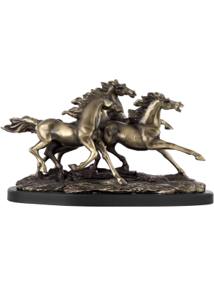 Kensington Hill Galloping Western Stallions 14" Wide Table Sculpture