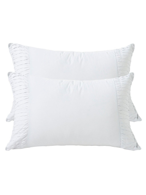 Lazybones Rosette Standard Pillowcase Set In Dove Organic Cotton