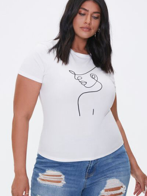 Plus Size Line Art Graphic Tee