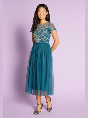 Shimmering Cascades Midi Dress