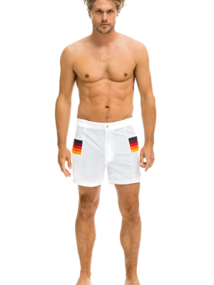 Men's Horizontal 5 Stripe Flex Shorts - White