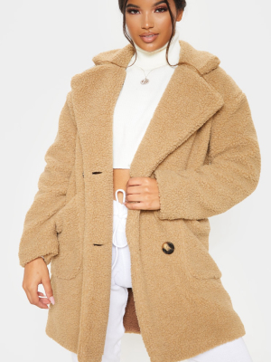 Camel Borg Midi Coat