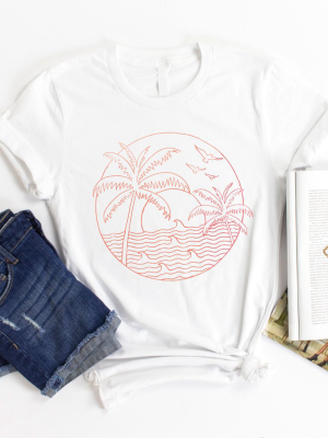 Waves & Palms Graphic Tee