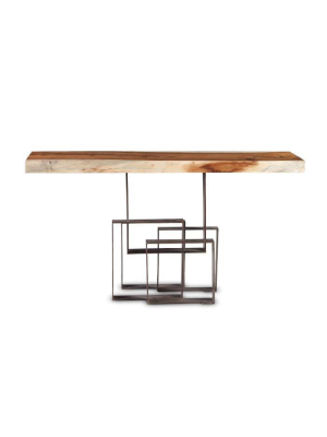 Score Console Table, Chamcha Wood, Iron Base