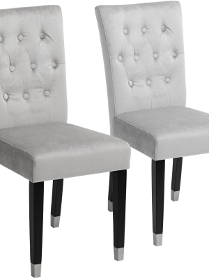 Studio 55d Argyle Light Gray Tufted Armless Dining Chairs Set Of 2