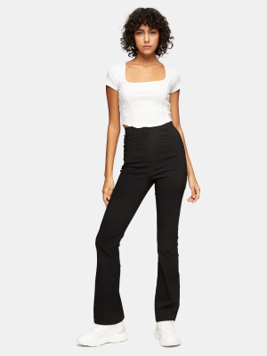 Black Stretch Split Flare Pants