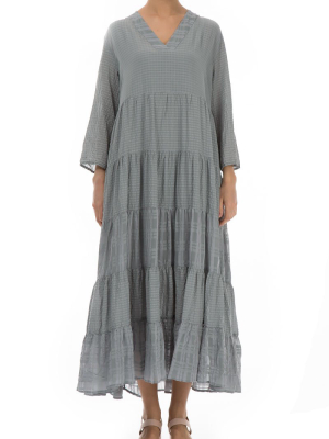 Maxi Flared Light Grey Silk Dress